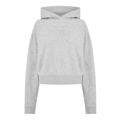 Grey Marl - Front - Jack Wills Womens-Ladies Hooded Baggy Crop Sweatshirt