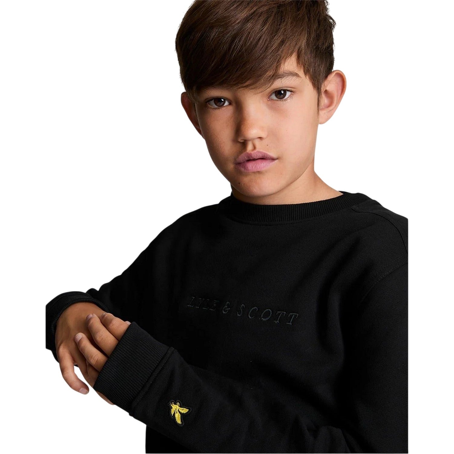 Black - Side - Lyle & Scott Childrens-Kids Crew Neck Regular Sweatshirt