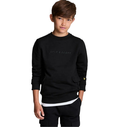 Black - Front - Lyle & Scott Childrens-Kids Crew Neck Regular Sweatshirt