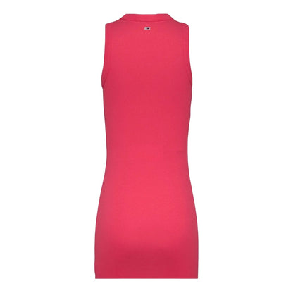 Pink - Back - Tommy Jeans Womens-Ladies Ribbed Sleeveless Tank Dress