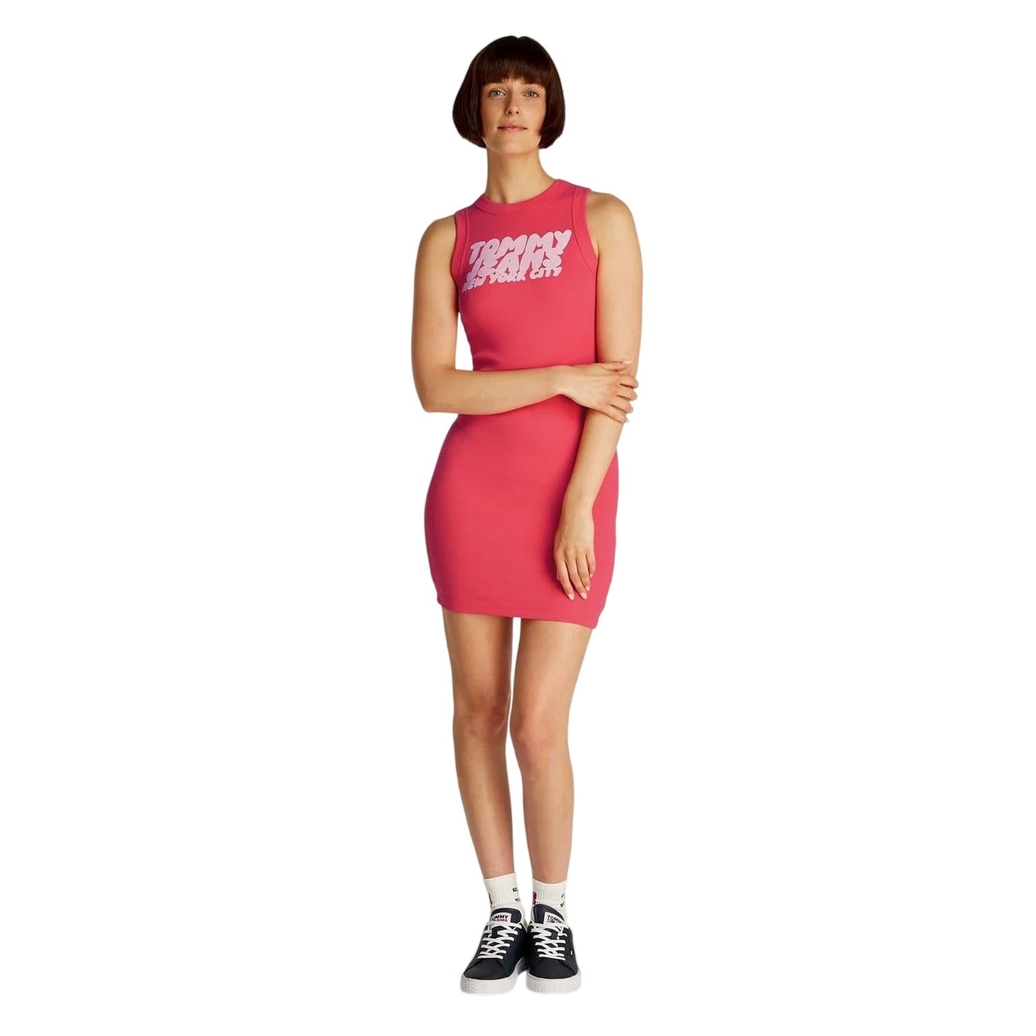 Pink - Lifestyle - Tommy Jeans Womens-Ladies Ribbed Sleeveless Tank Dress