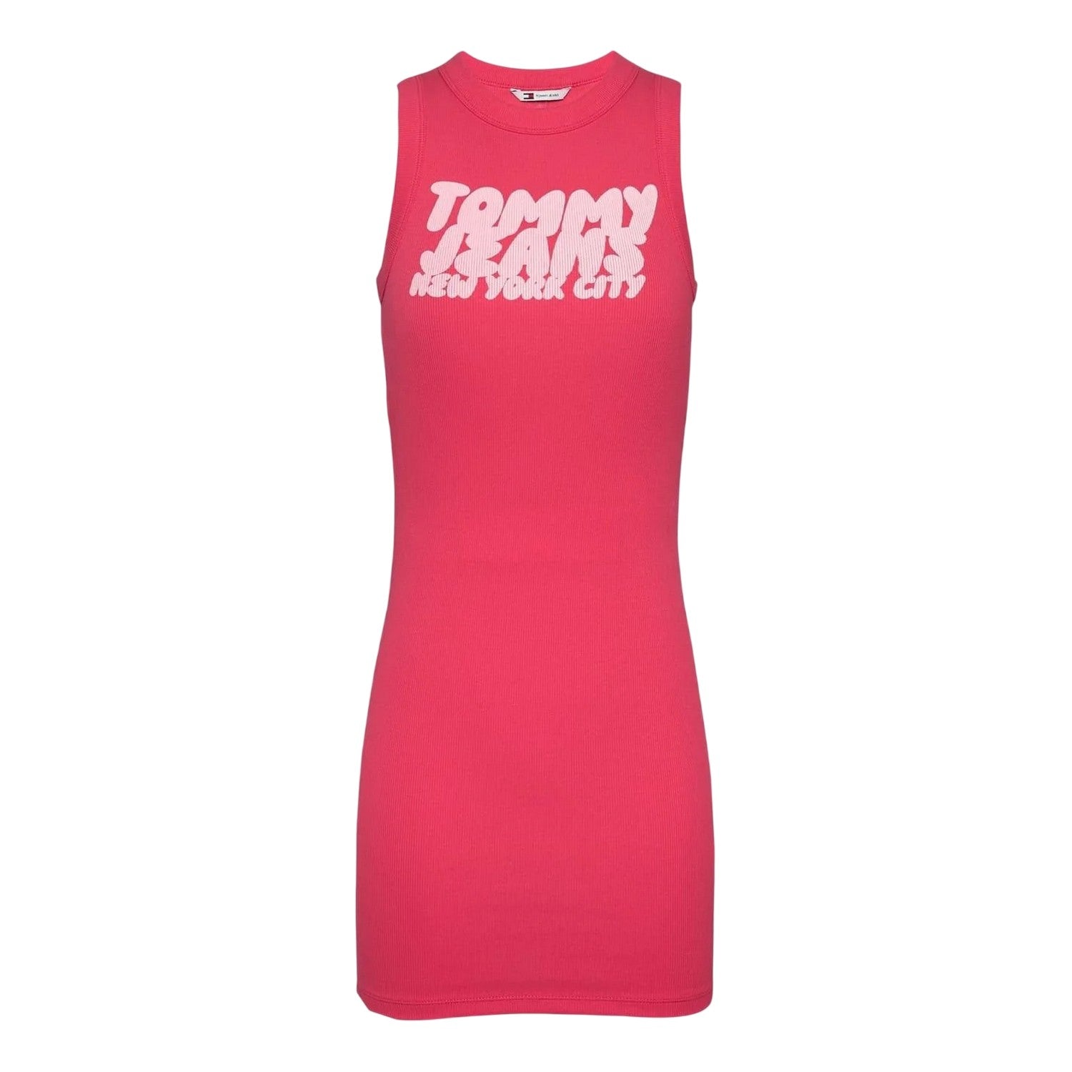 Pink - Front - Tommy Jeans Womens-Ladies Ribbed Sleeveless Tank Dress