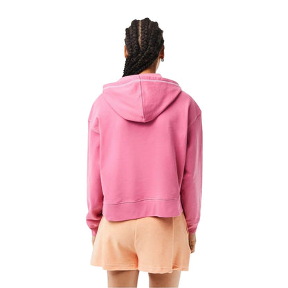 Pink - Back - Lacoste Womens-Ladies Relaxed Fit Drop Sleeve Hoodie