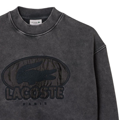 Black - Side - Lacoste Mens Embroidered Logo Sweatshirt