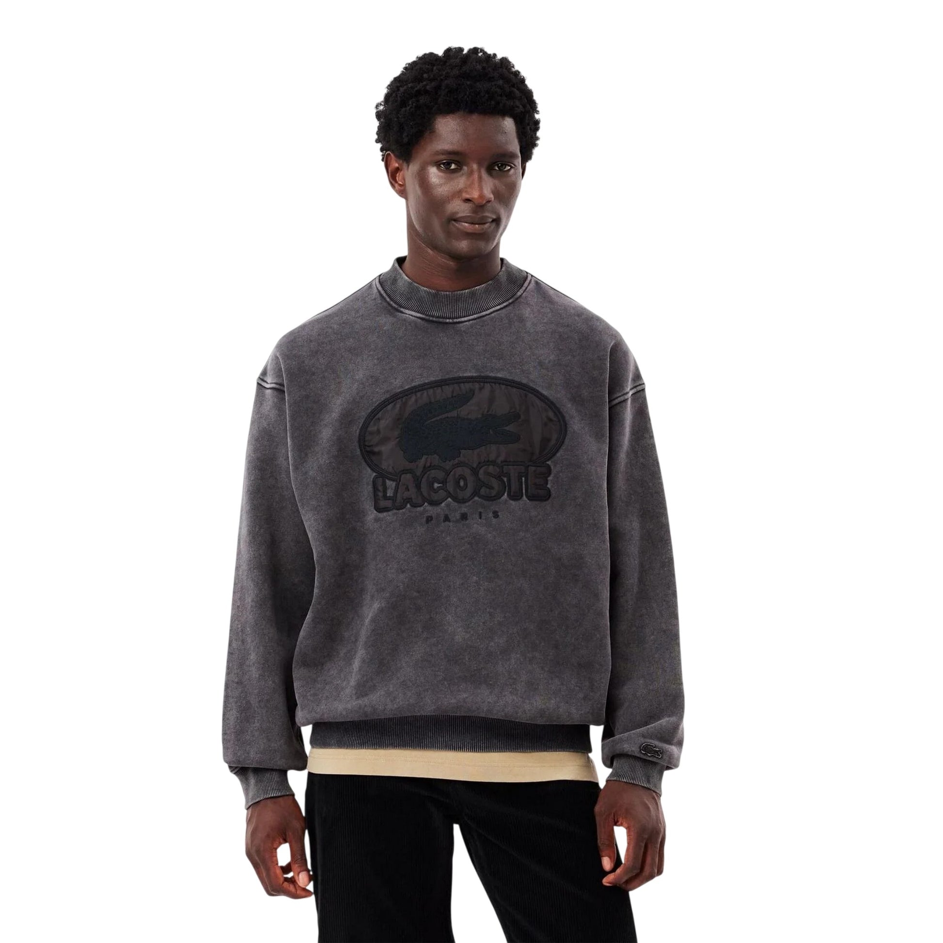 Black - Pack Shot - Lacoste Mens Embroidered Logo Sweatshirt