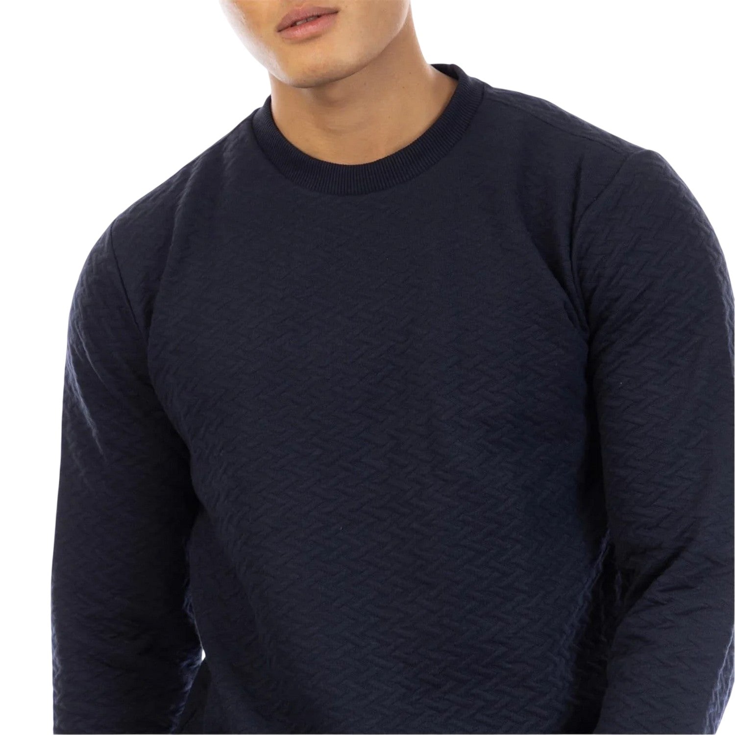 Dark Navy - Side - Peter Werth Mens Quilted Sweatshirt