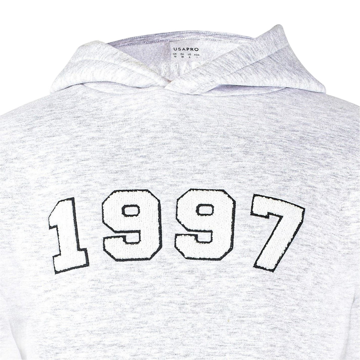 Grey Marl - Side - USA Pro Womens-Ladies Hooded Yoga Sweatshirt
