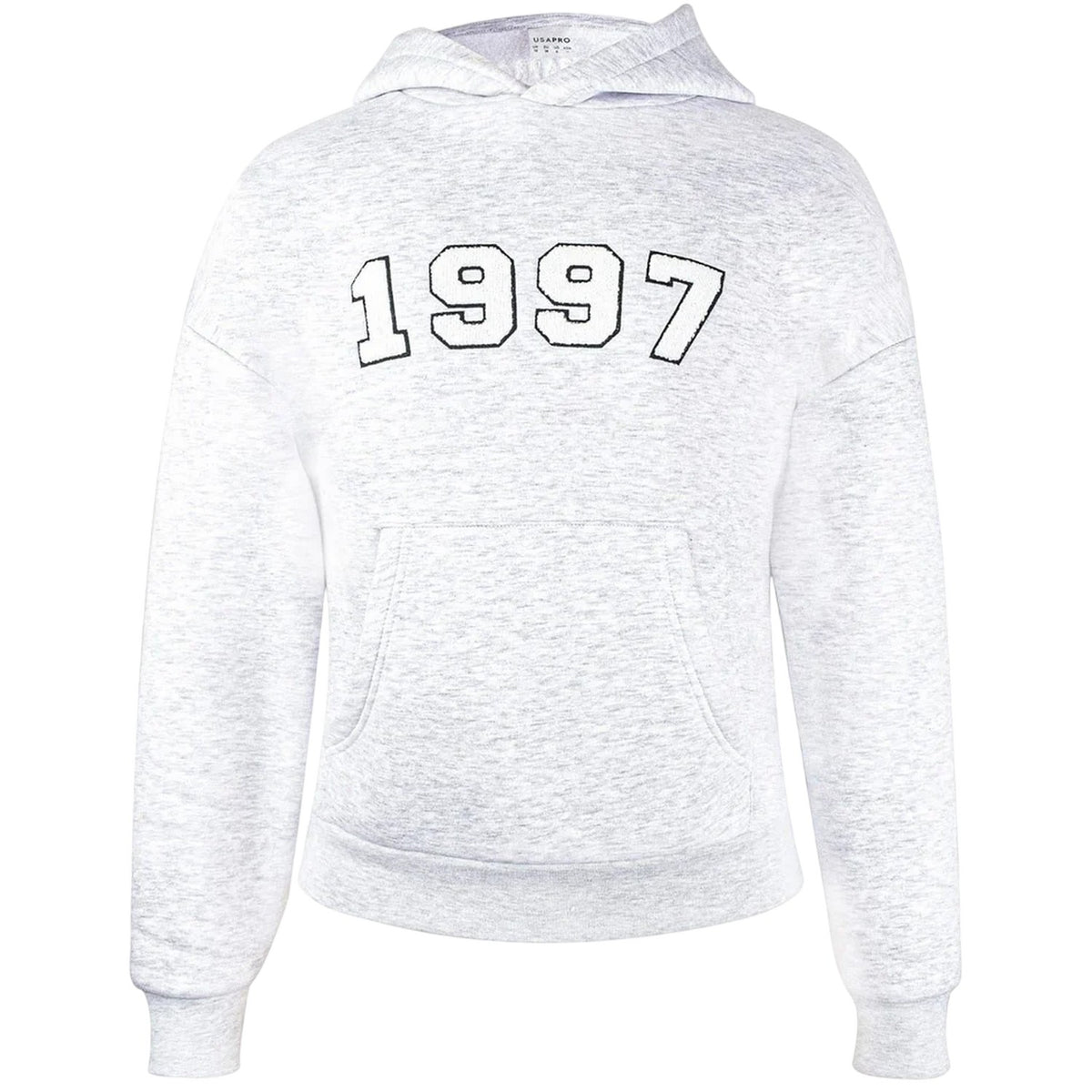 Grey Marl - Front - USA Pro Womens-Ladies Hooded Yoga Sweatshirt