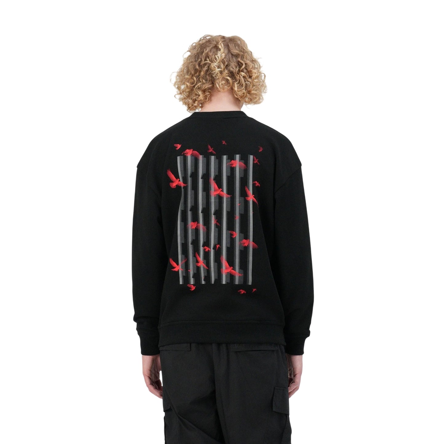 Black - Back - Hugo Mens Graphic Print Drop Shoulder Regular Sweatshirt