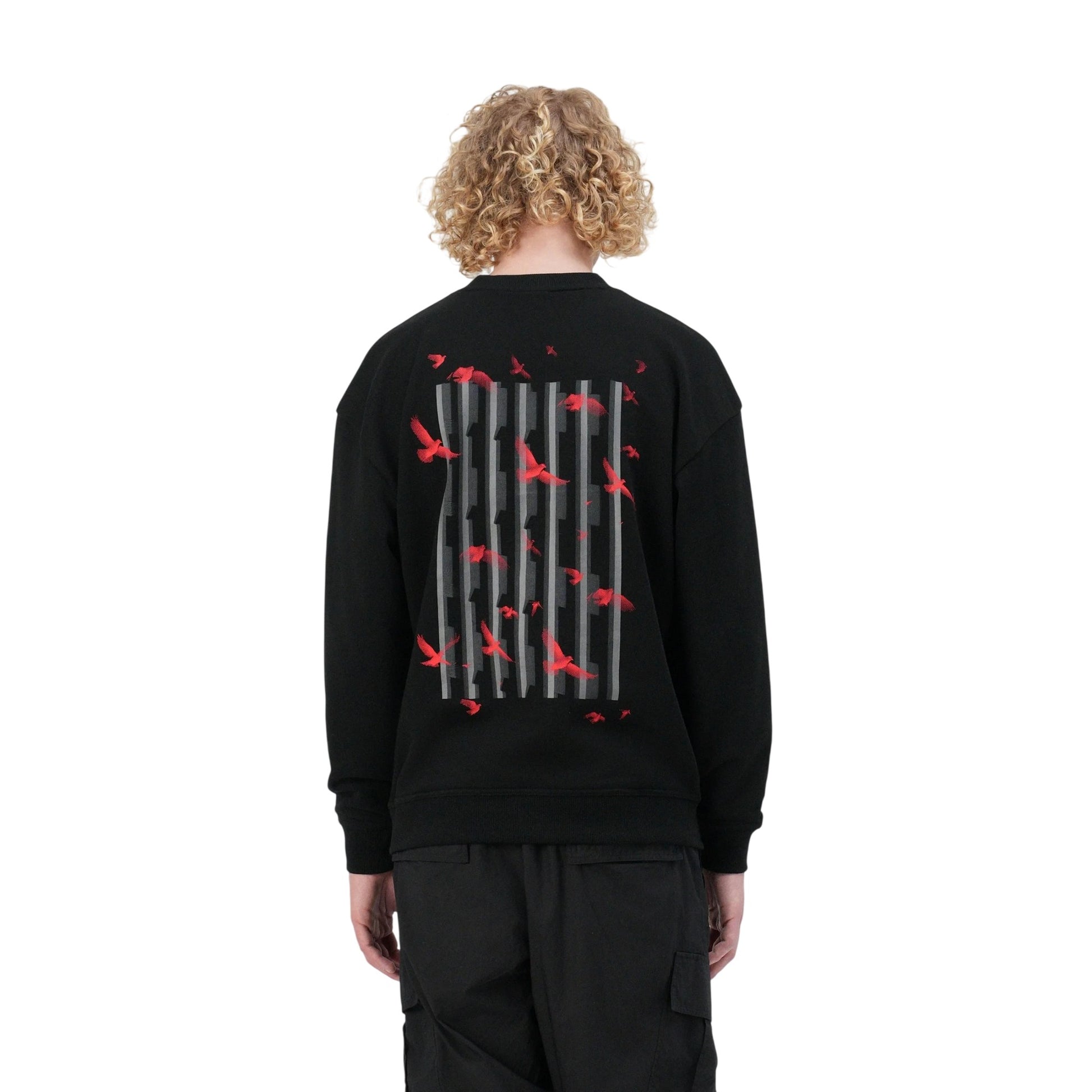 Black - Back - Hugo Mens Graphic Print Drop Shoulder Regular Sweatshirt