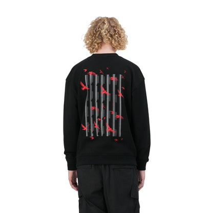 Black - Back - Hugo Mens Graphic Print Drop Shoulder Regular Sweatshirt