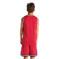 Red - Back - SikSilk Boys Classic Retro Basketball Vest Top