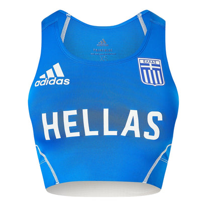 Blue - Front - Adidas Womens-Ladies Adizero Greece Crop Top