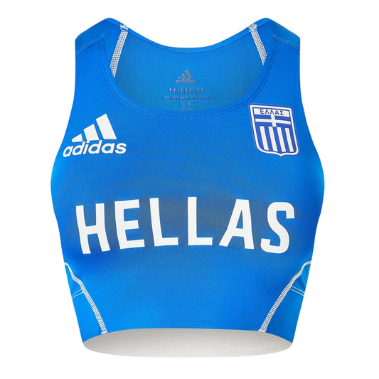 Blue - Front - Adidas Womens-Ladies Adizero Greece Crop Top
