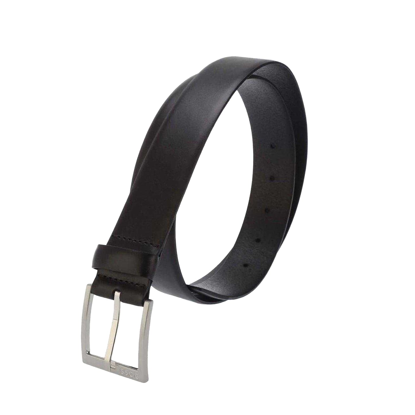 Black - Back - Boss Mens Plain Leather Belt
