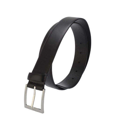 Black - Back - Boss Mens Plain Leather Belt