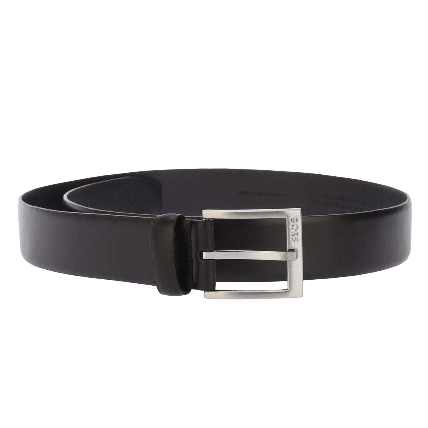 Black - Front - Boss Mens Plain Leather Belt