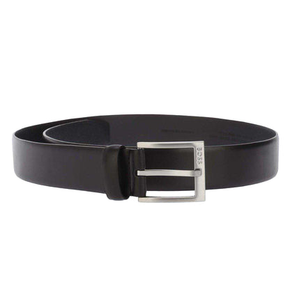 Black - Front - Boss Mens Plain Leather Belt
