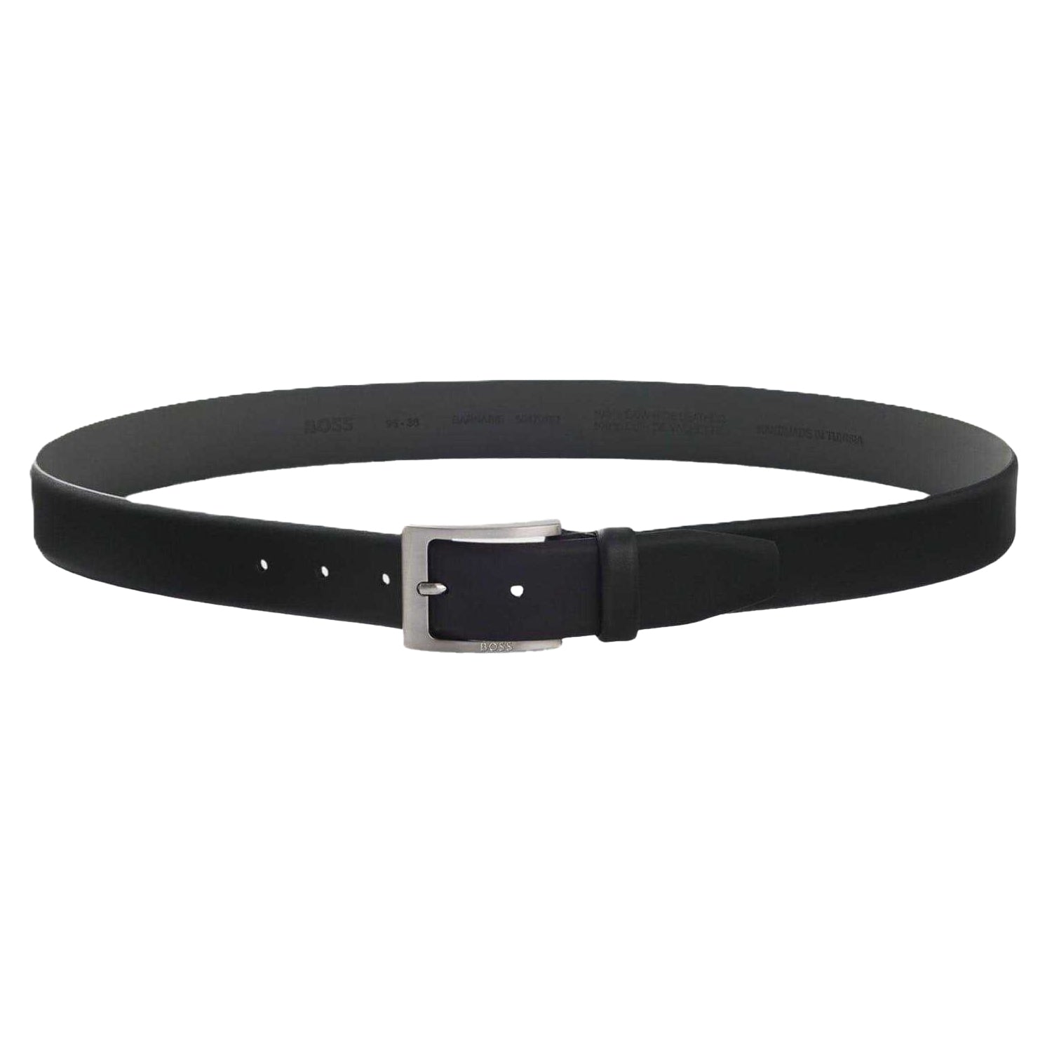 Black - Back - Boss Mens Logo Leather Belt