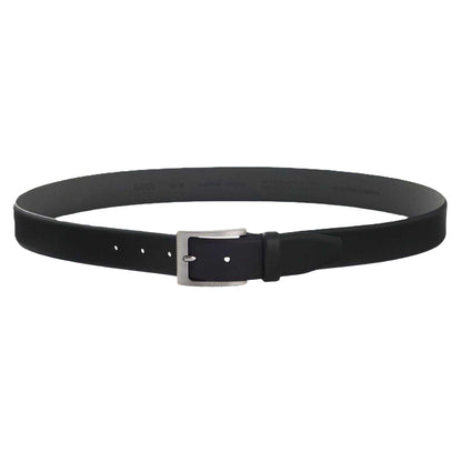 Black - Back - Boss Mens Logo Leather Belt