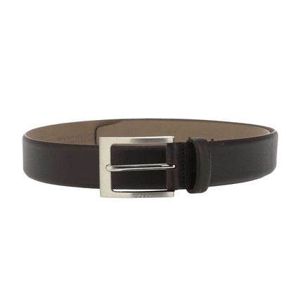 Dark Brown - Front - Boss Mens Logo Leather Belt