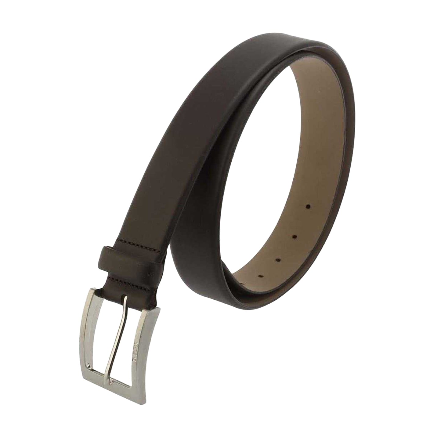Dark Brown - Back - Boss Mens Logo Leather Belt