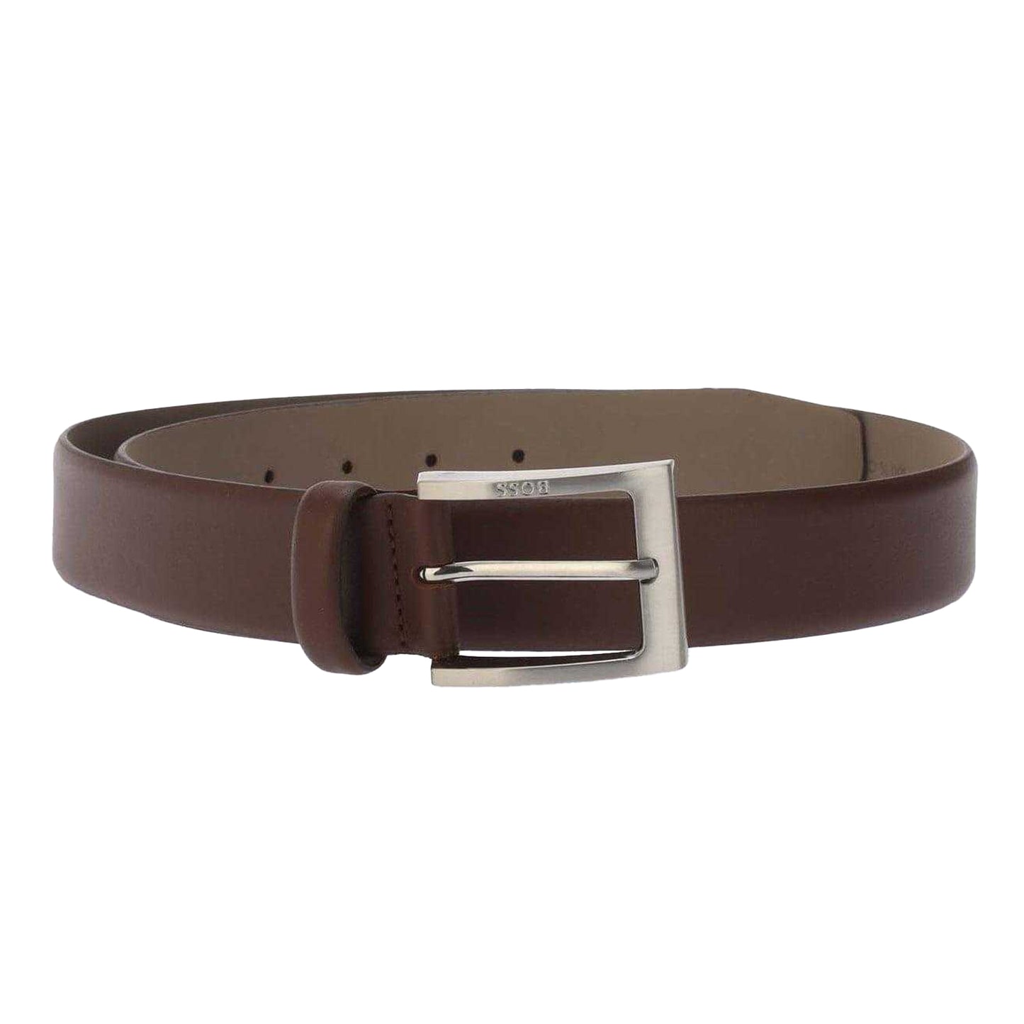 Medium Brown - Front - Boss Mens Logo Leather Belt