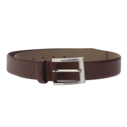 Medium Brown - Front - Boss Mens Logo Leather Belt