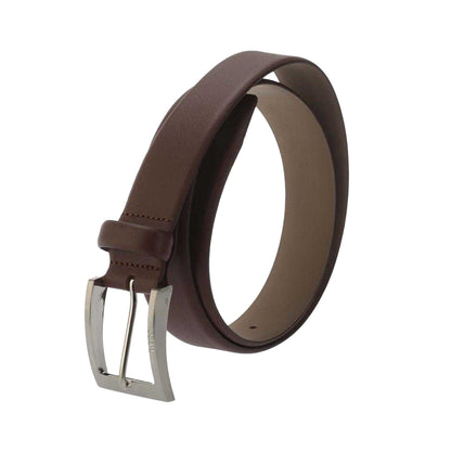 Medium Brown - Back - Boss Mens Logo Leather Belt