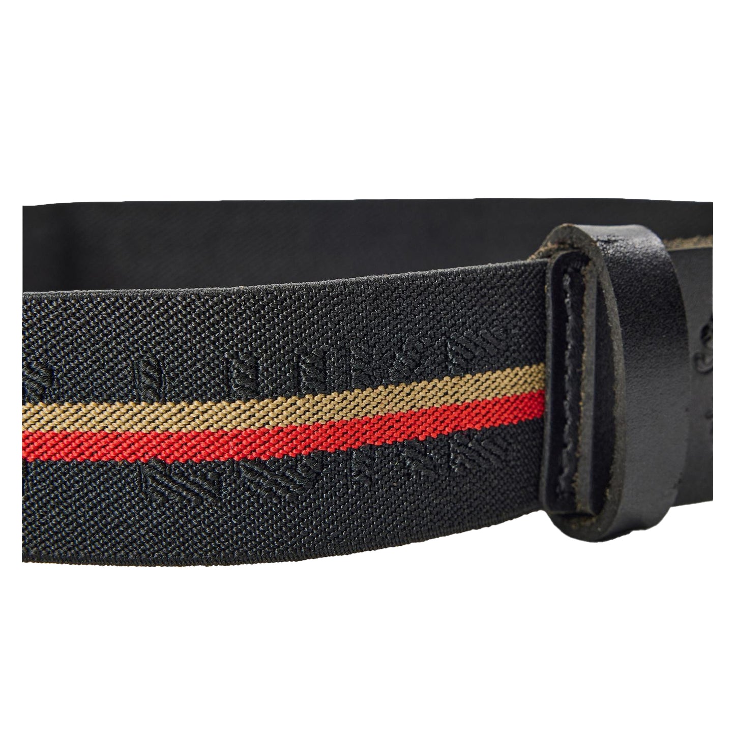 Black - Side - Luke 1977 Mens Striped Casual Belt