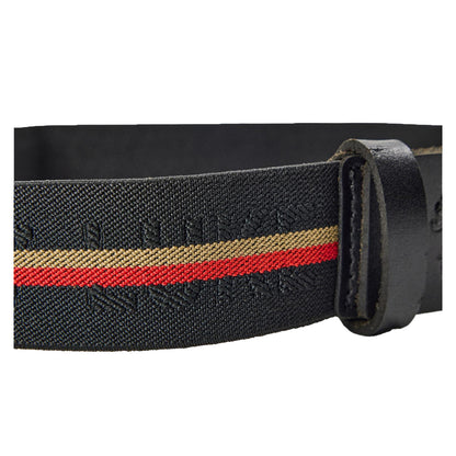 Black - Side - Luke 1977 Mens Striped Casual Belt