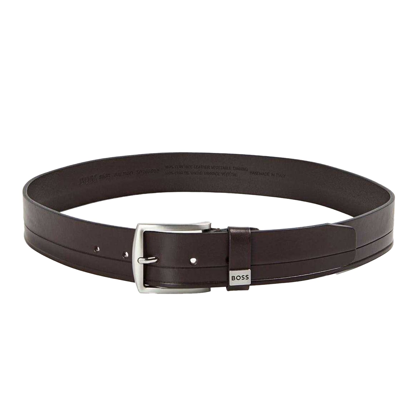 Dark Brown - Front - Boss Mens Reversible Leather Belt