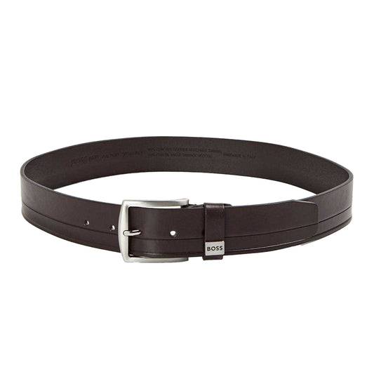 Dark Brown - Front - Boss Mens Reversible Leather Belt