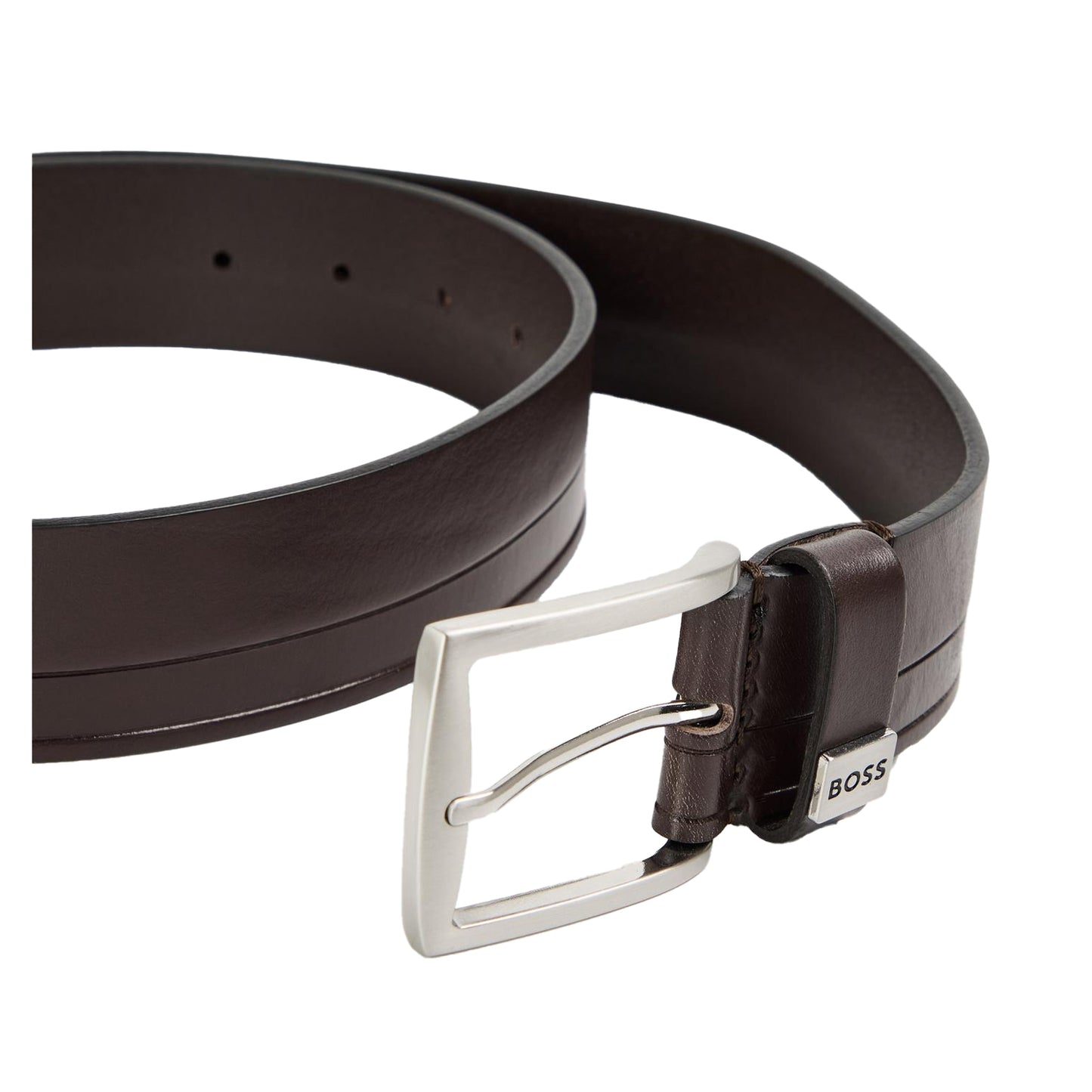 Dark Brown - Side - Boss Mens Reversible Leather Belt