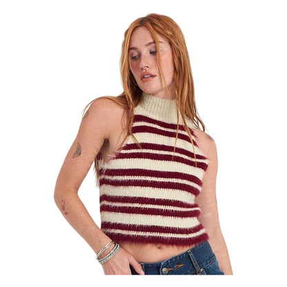 Ecru - Back - The Ragged Priest Womens-Ladies Rag Drum Knitted Crop Top