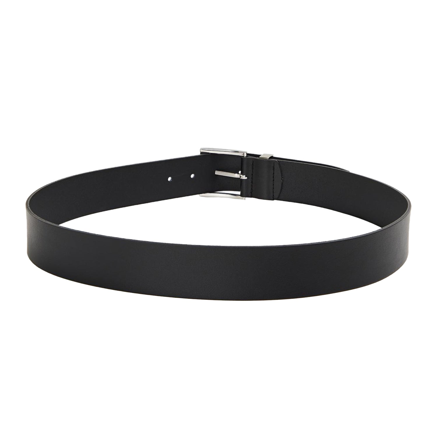 Black - Back - Boss Mens Engraved Logo Leather Dress Belt