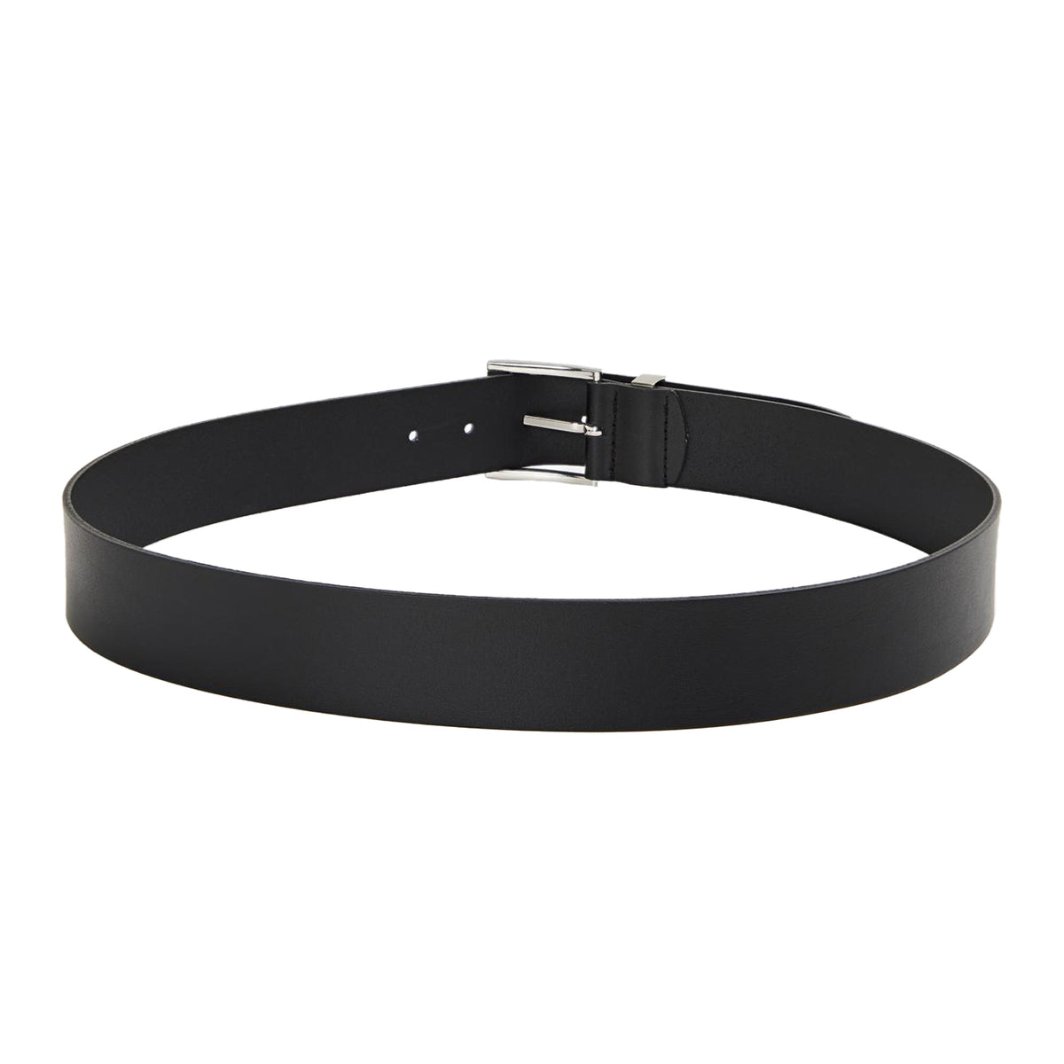 Black - Back - Boss Mens Engraved Logo Leather Dress Belt