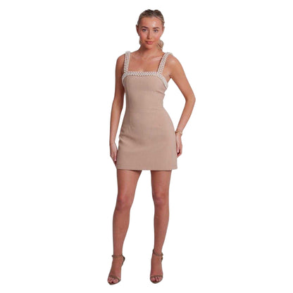 Camel - Front - Odd Muse Womens-Ladies The Ultimate Pearl Mini Dress