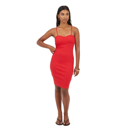 Red - Side - Brave Soul Womens-Ladies Sweetheart Sleeveless Mini Dress