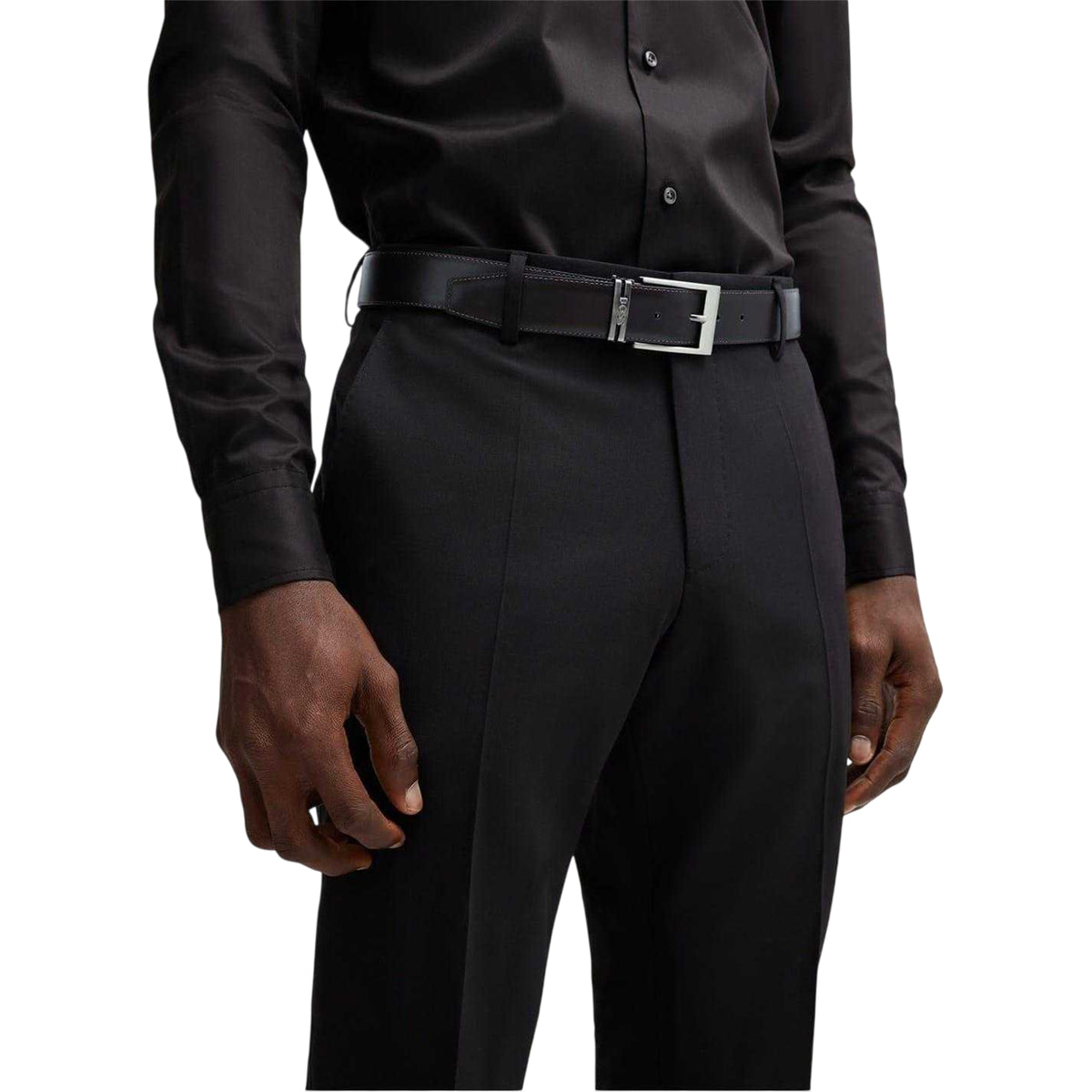 Black - Back - Boss Mens Galliz Leather Belt