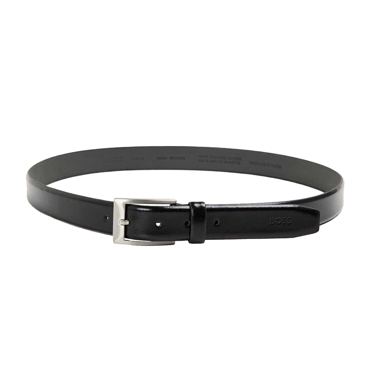 Black - Front - Boss Mens Cowhide Leather Dress Belt