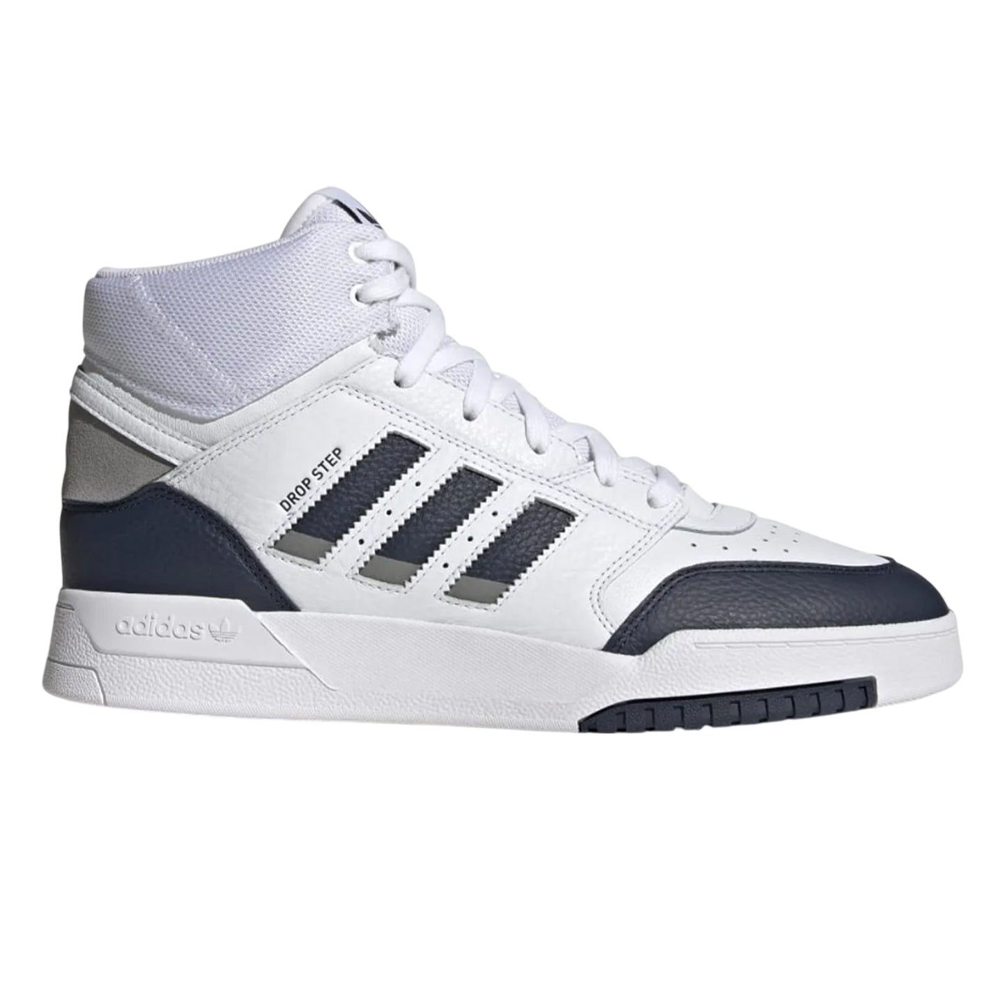 White - Side - Adidas Unisex Adult Drop Step Leather Mid Cut Trainers