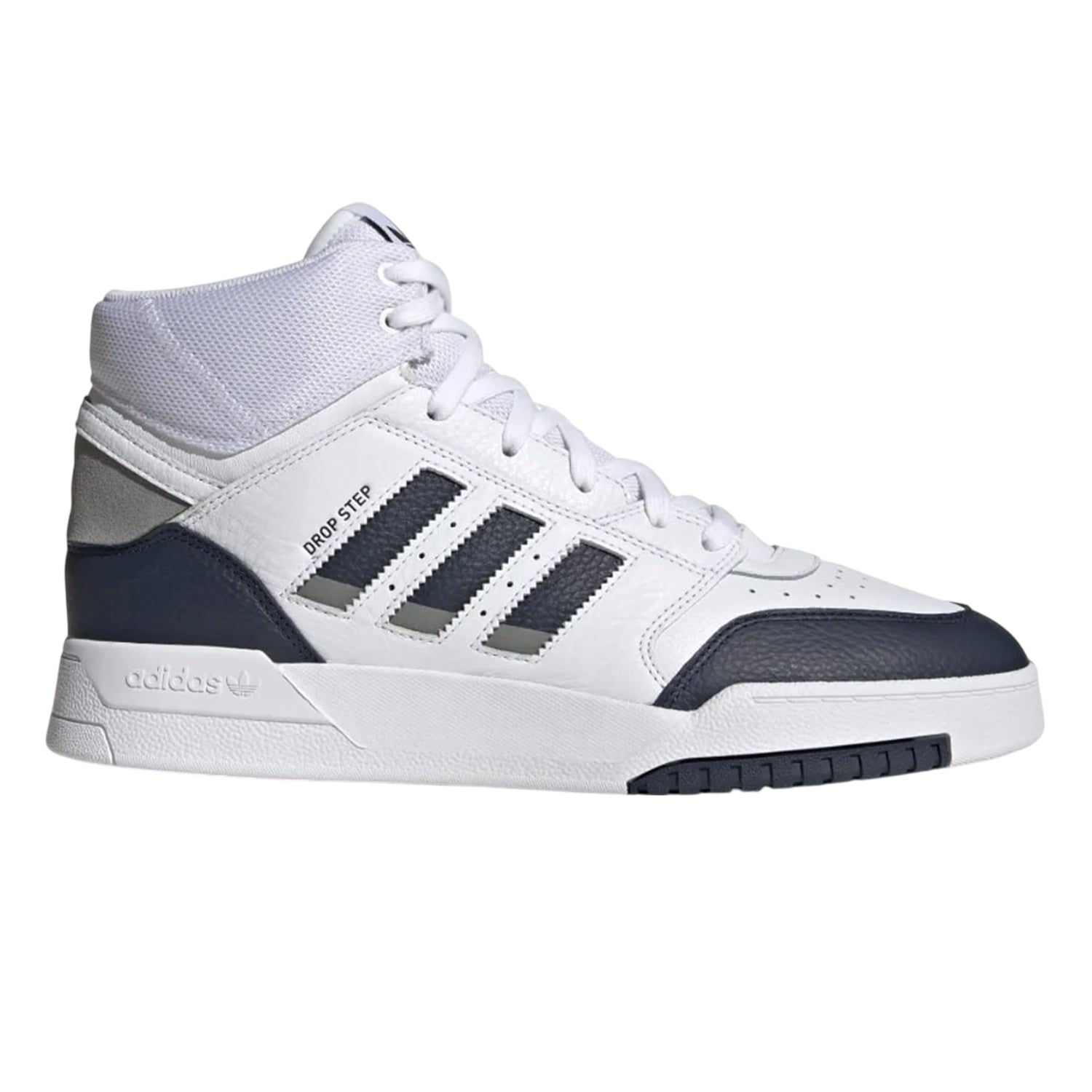 White - Side - Adidas Unisex Adult Drop Step Leather Mid Cut Trainers