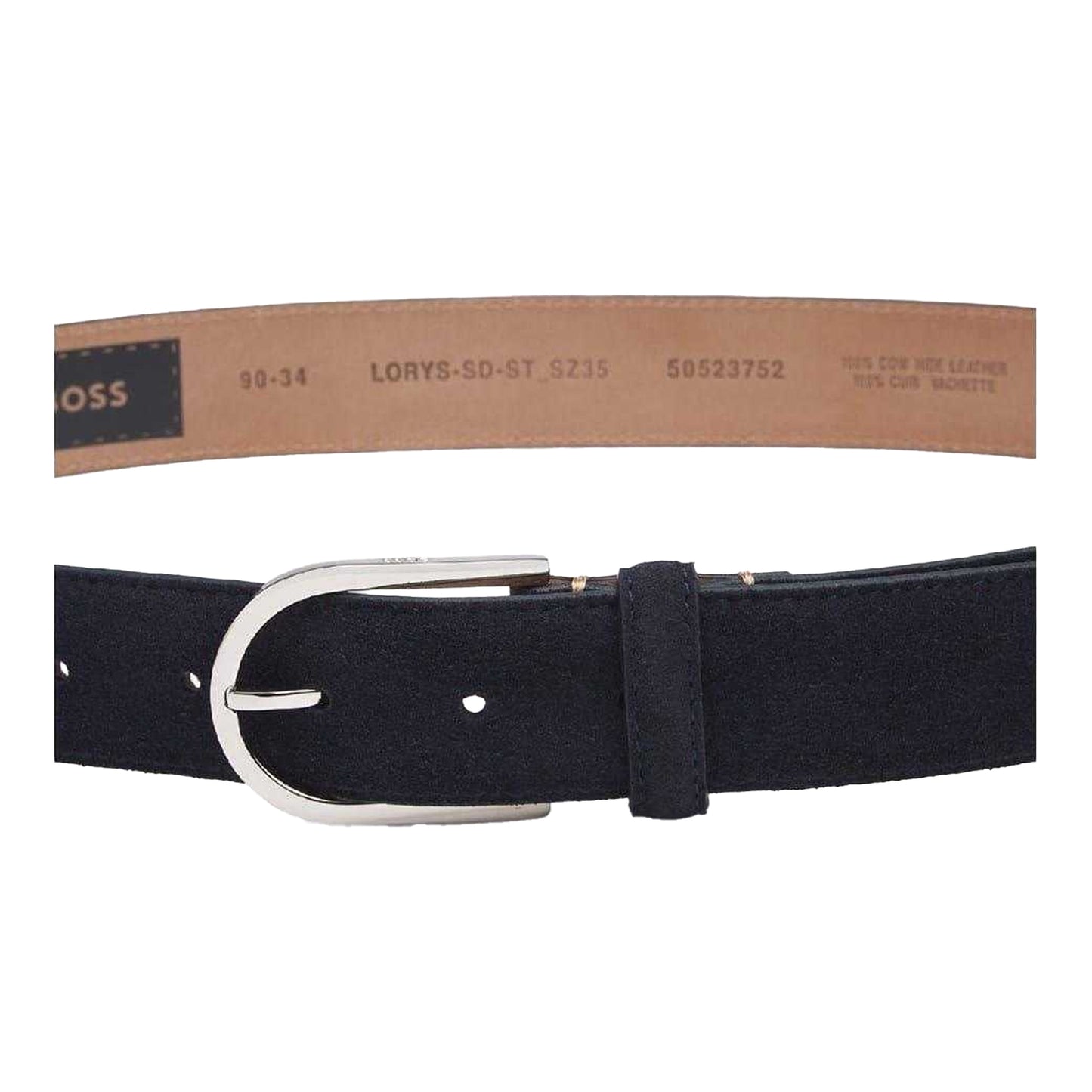 Blue - Back - Boss Unisex Adult Plain Cowhide Leather Casual Belt