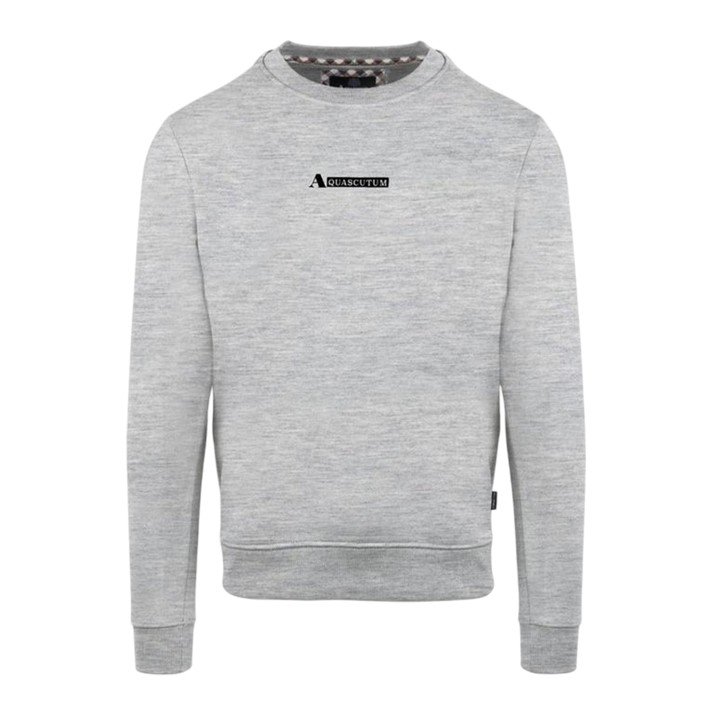Grey - Front - Aquascutum Mens Cotton Blend Ribbed Collar Regular Sweatshirt