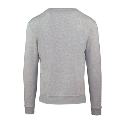 Grey - Back - Aquascutum Mens Cotton Blend Ribbed Collar Regular Sweatshirt