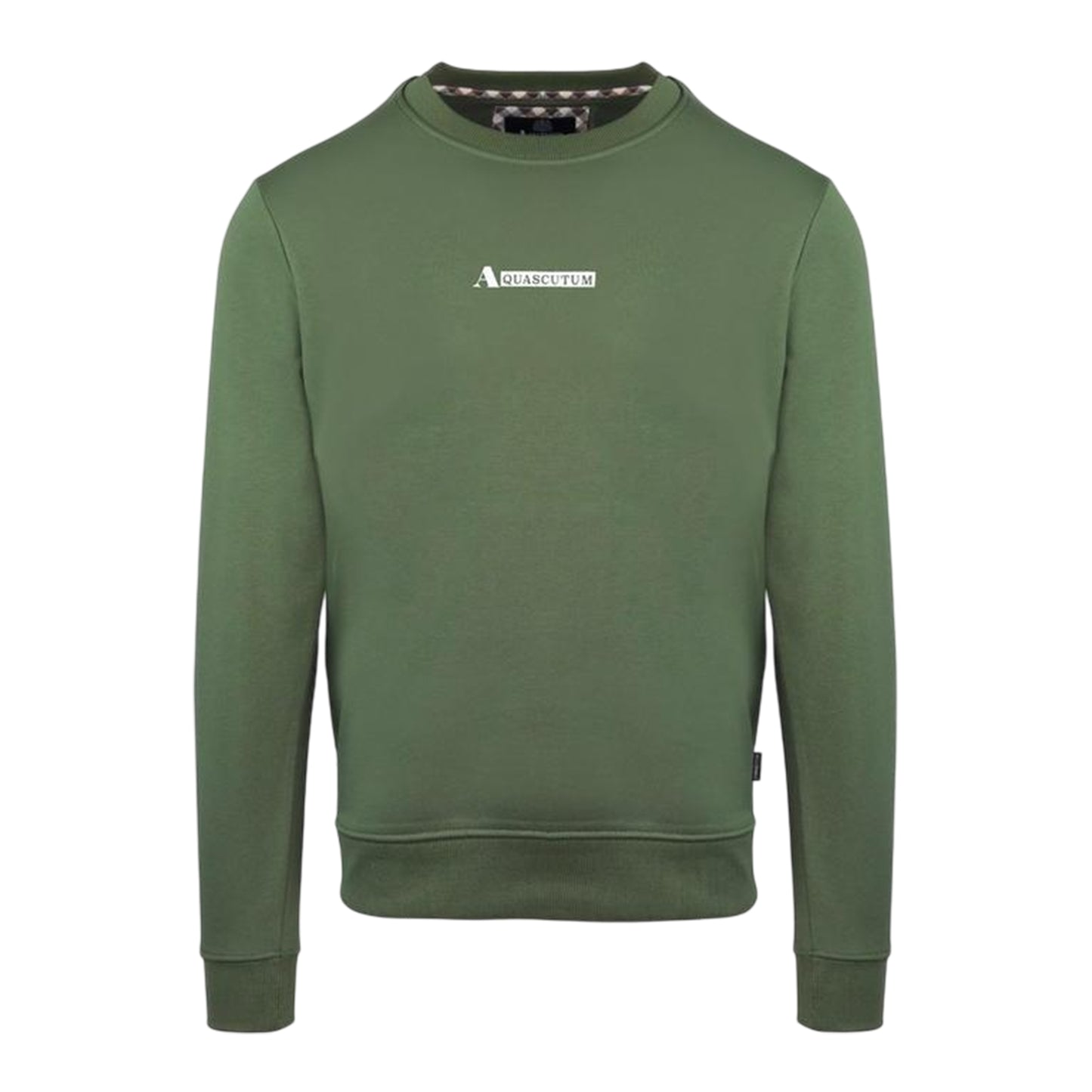 Military Green - Front - Aquascutum Mens Cotton Blend Ribbed Collar Regular Sweatshirt