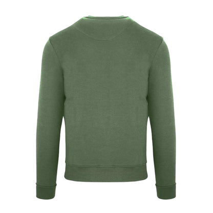 Military Green - Back - Aquascutum Mens Cotton Blend Ribbed Collar Regular Sweatshirt
