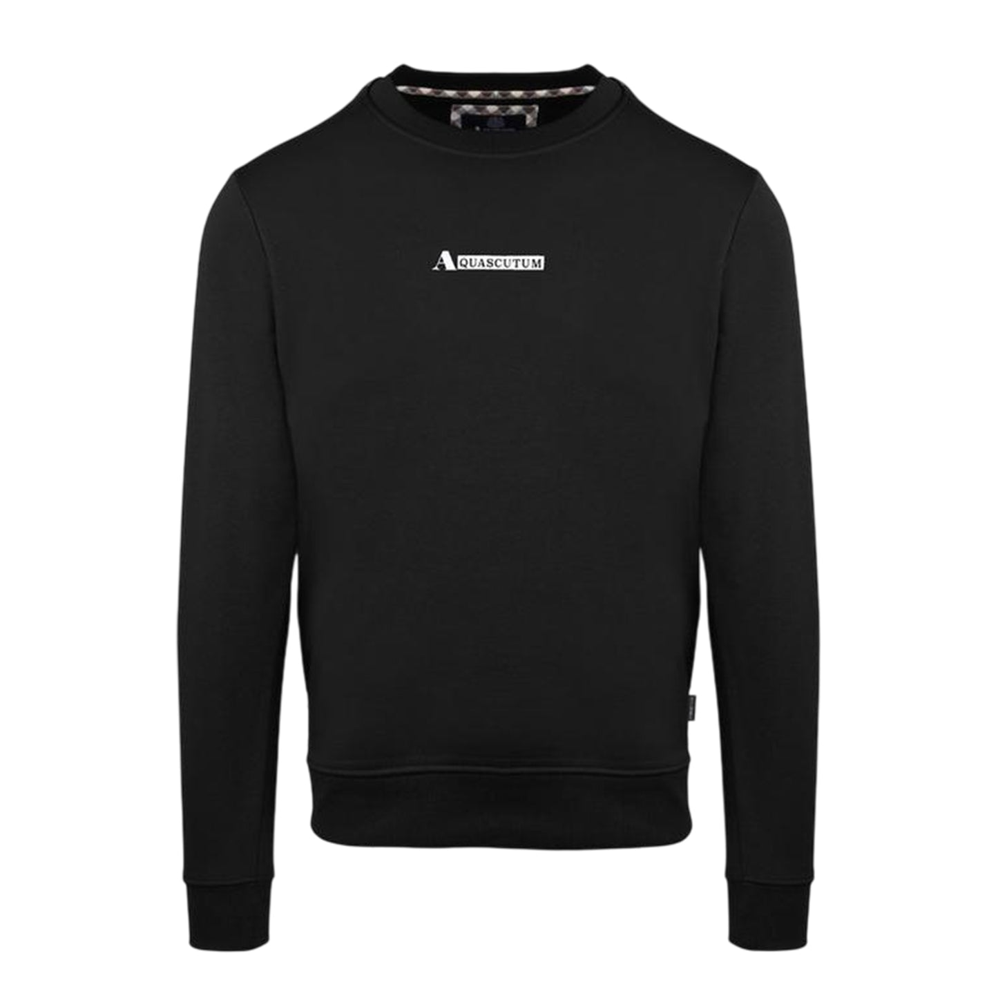 Black - Front - Aquascutum Mens Cotton Blend Ribbed Collar Regular Sweatshirt
