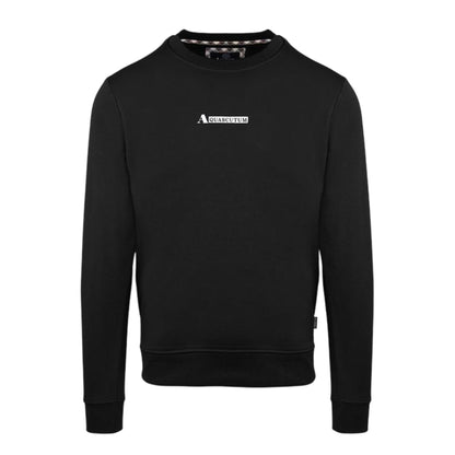 Black - Front - Aquascutum Mens Cotton Blend Ribbed Collar Regular Sweatshirt